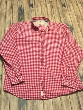 Lacoste Button Down Men's Long Sleeve Pink Checker Size 42 (L)